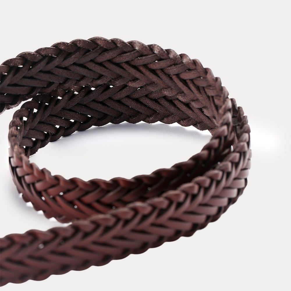 Ceinture Tressée Cuir Thomas Havane