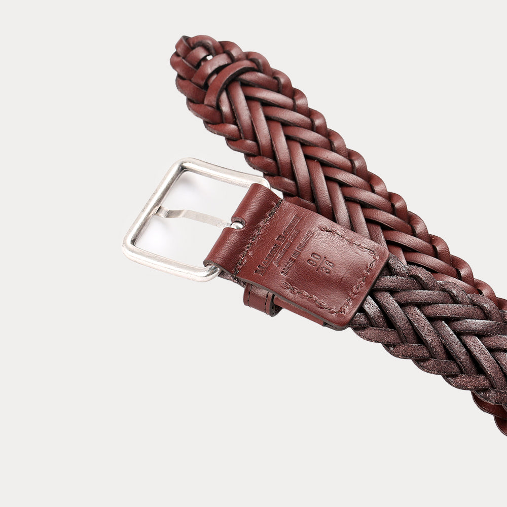 Ceinture Tressée Cuir Thomas Havane