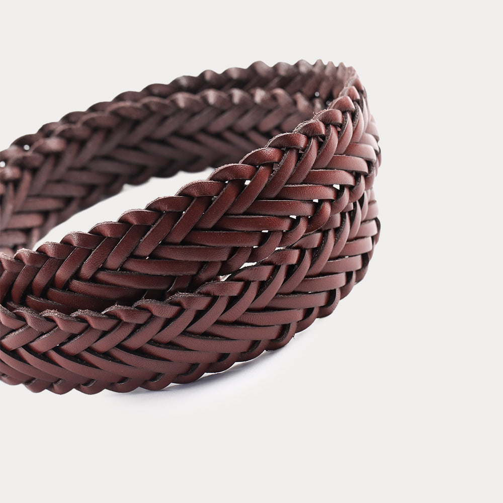 Ceinture Tressée Cuir Thomas Havane