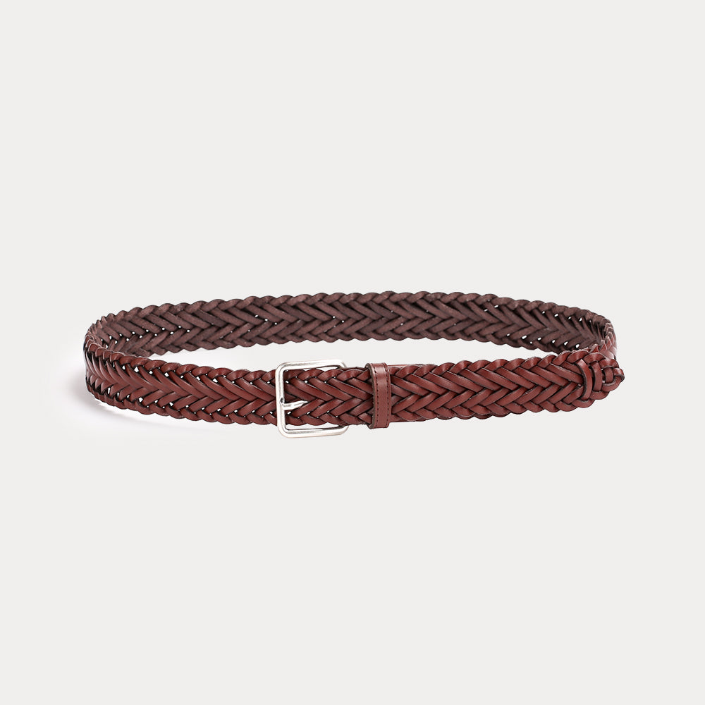 Ceinture Tressée Cuir Thomas Havane