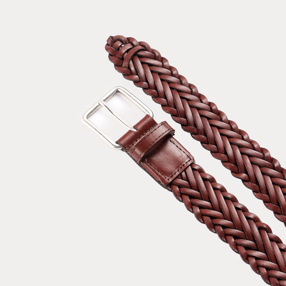 Ceinture Tressée Cuir Thomas Havane