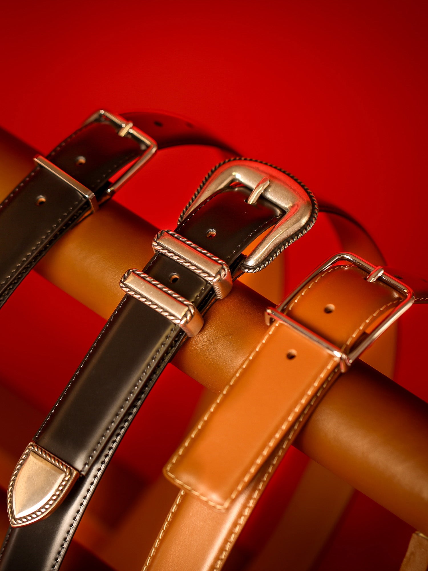 【MAISON BOINET 】 ブラウンベルト 追加2》【MAISON BOINET/メゾンボワネ】15mm belt in calf printed